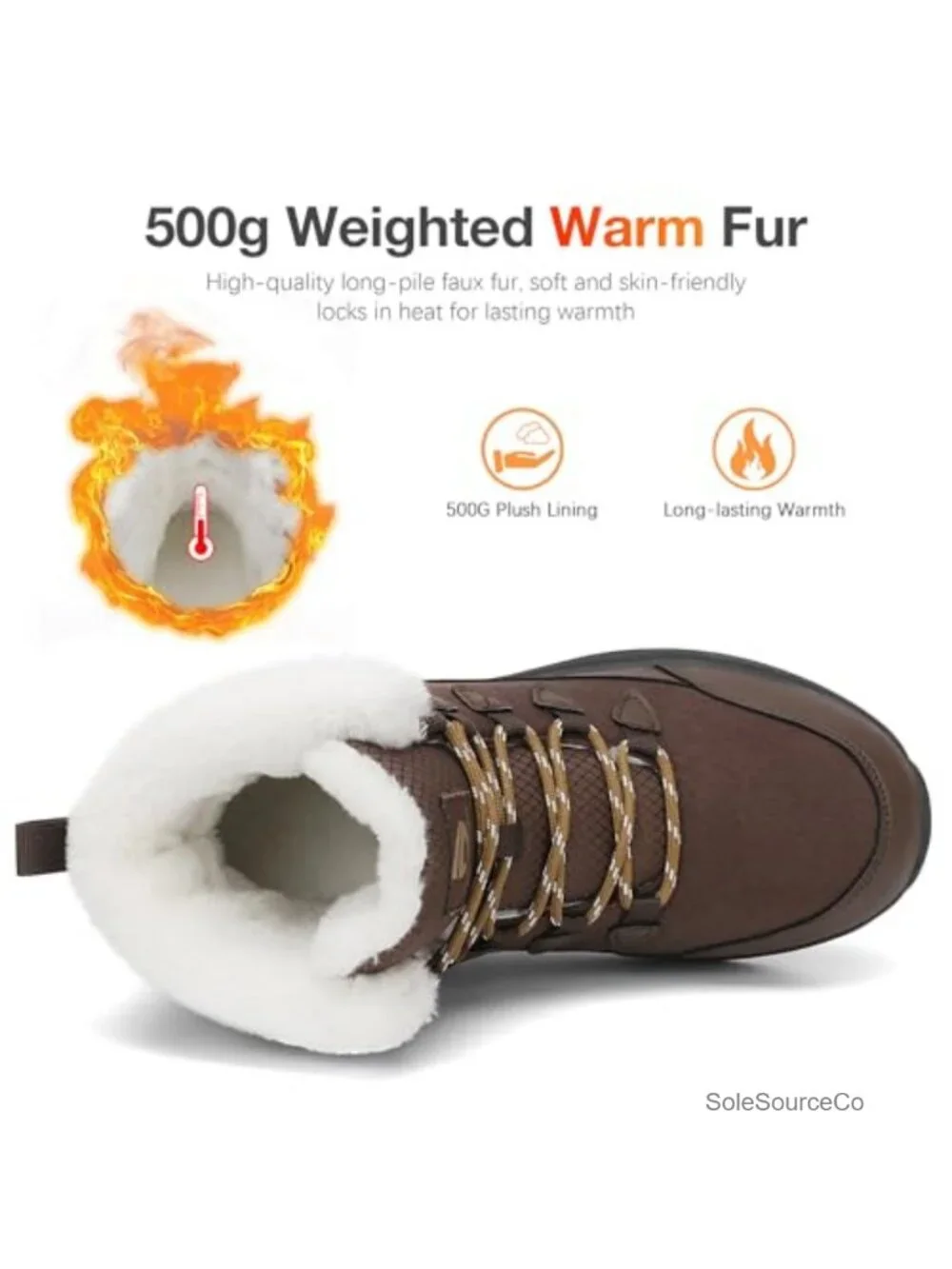 Women's Winter Snow Boots Faux Fur Lined Waterproof Anti-Slip Lace Up Outdoor